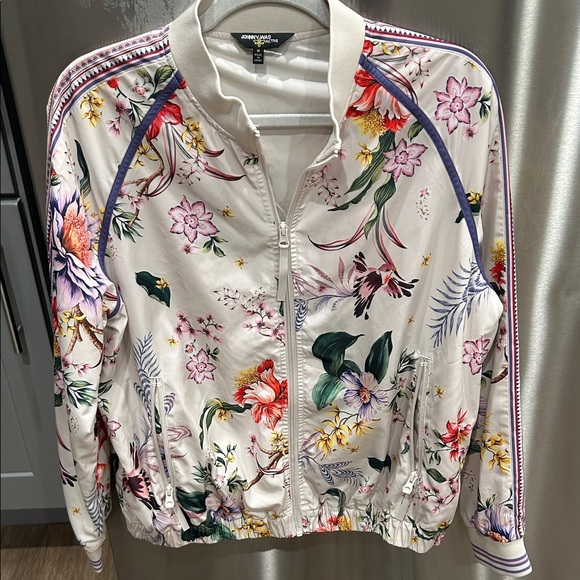 Johnny Was Jackets & Blazers - Johnny Was Floral Bomber Jacket - Cream and Multicolor